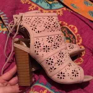 Pastel pink/rose heels with flower cut outs